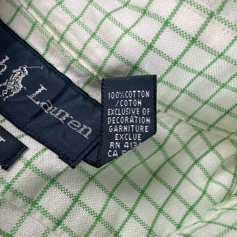 Ralph Lauren Classic Fit Button Shirt M Green White Check Short Sleeve Cotton - Picture 8 of 8